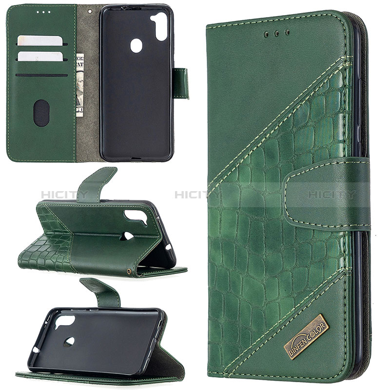 Handytasche Stand Schutzhülle Flip Leder Hülle B03F für Samsung Galaxy M11 groß