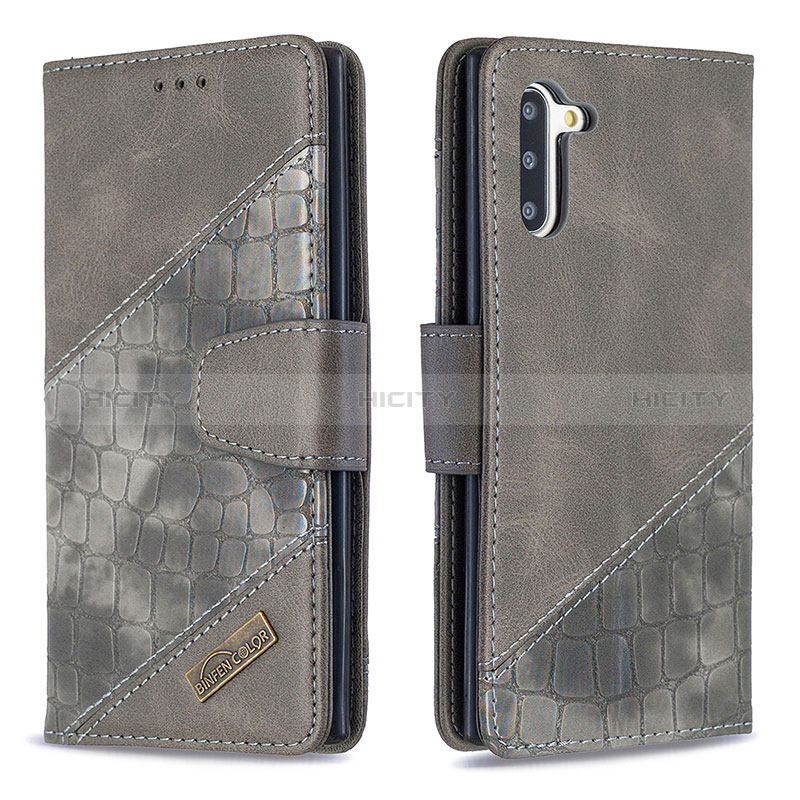 Handytasche Stand Schutzhülle Flip Leder Hülle B03F für Samsung Galaxy Note 10 5G Dunkelgrau