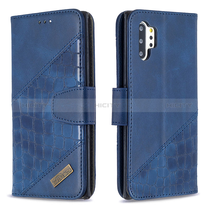 Handytasche Stand Schutzhülle Flip Leder Hülle B03F für Samsung Galaxy Note 10 Plus 5G Blau Plus