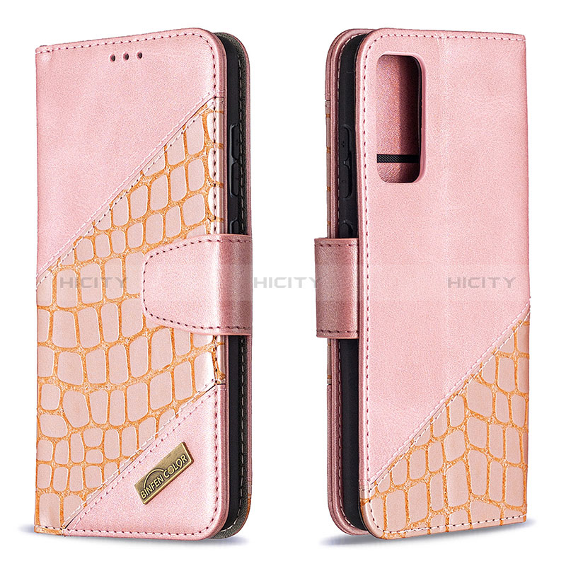 Handytasche Stand Schutzhülle Flip Leder Hülle B03F für Samsung Galaxy S20 FE 4G Rosegold