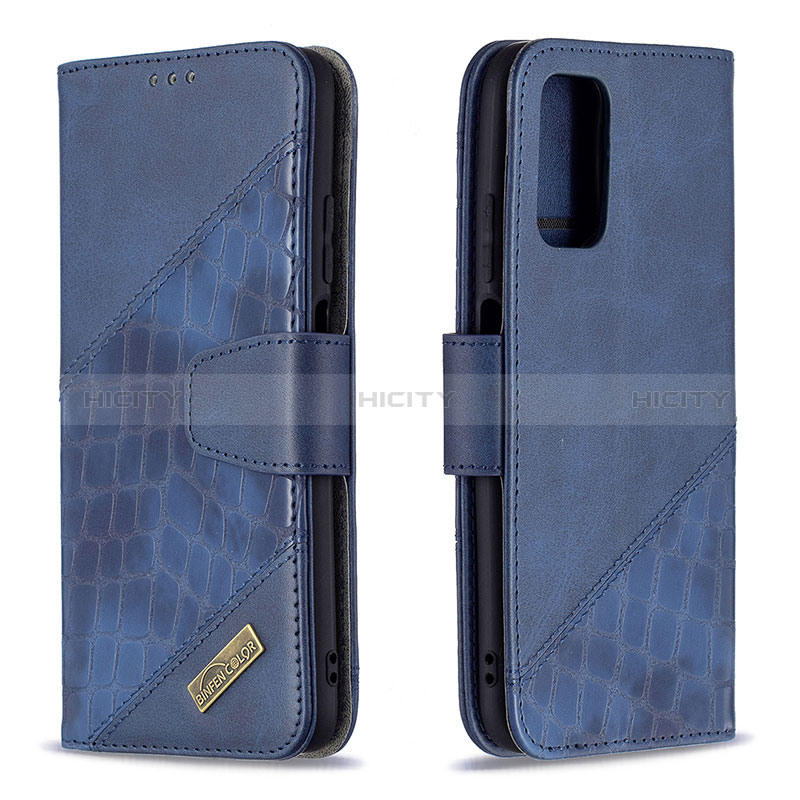 Handytasche Stand Schutzhülle Flip Leder Hülle B03F für Xiaomi Poco M3 Blau