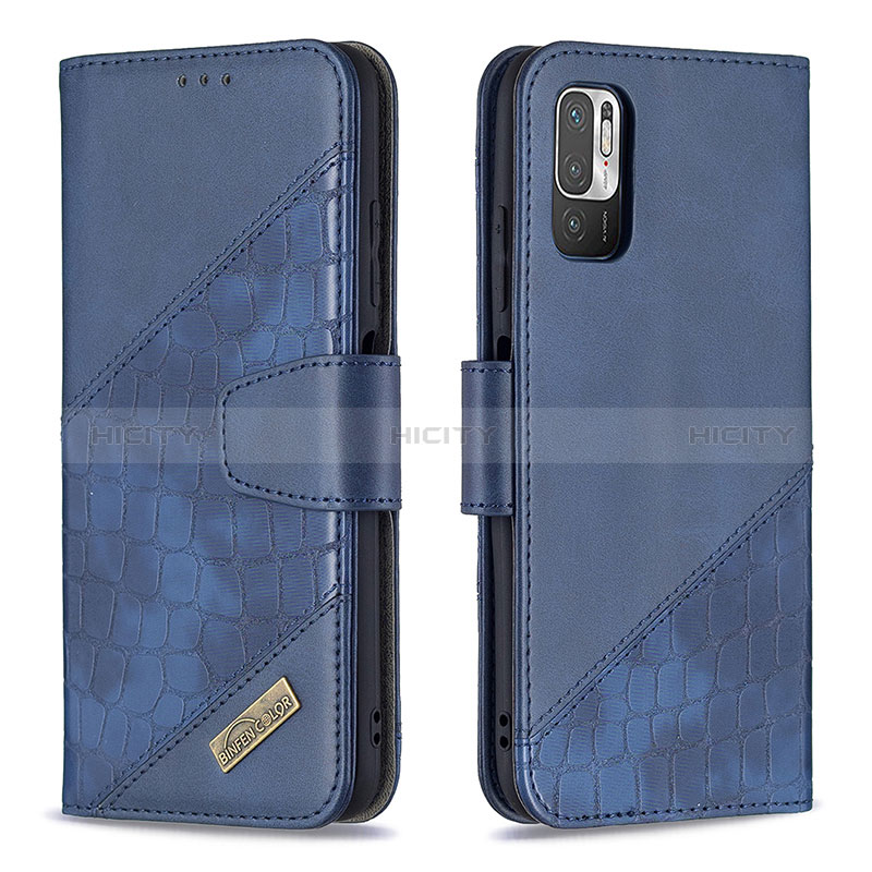 Handytasche Stand Schutzhülle Flip Leder Hülle B03F für Xiaomi POCO M3 Pro 5G Blau Plus