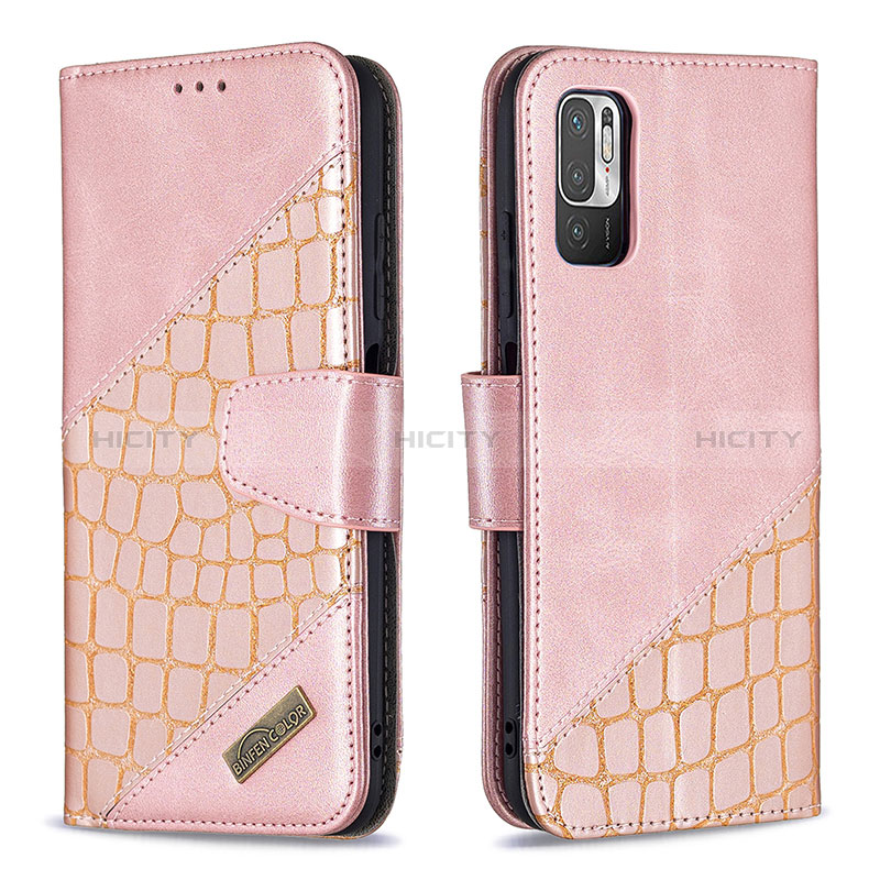 Handytasche Stand Schutzhülle Flip Leder Hülle B03F für Xiaomi POCO M3 Pro 5G Rosegold