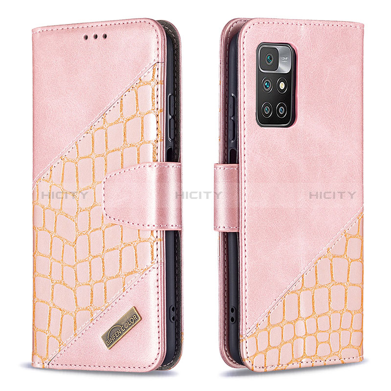 Handytasche Stand Schutzhülle Flip Leder Hülle B03F für Xiaomi Redmi 10 (2022) Rosegold