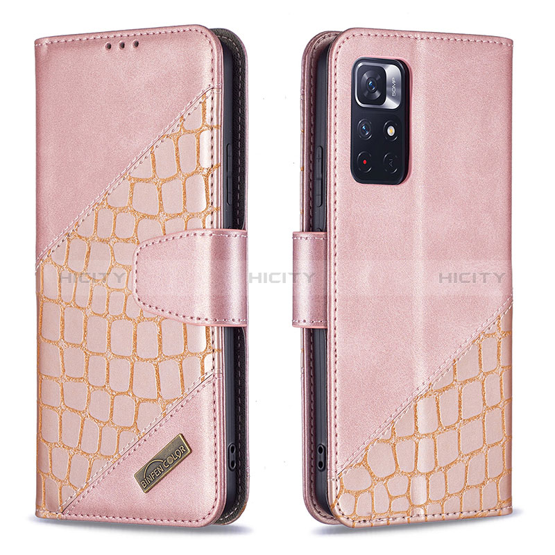 Handytasche Stand Schutzhülle Flip Leder Hülle B03F für Xiaomi Redmi Note 11T 5G Rosegold