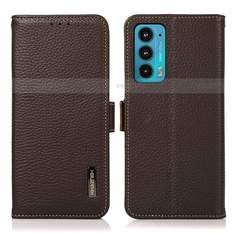 Handytasche Stand Schutzhülle Flip Leder Hülle B03H für Motorola Moto Edge 20 5G Braun Plus