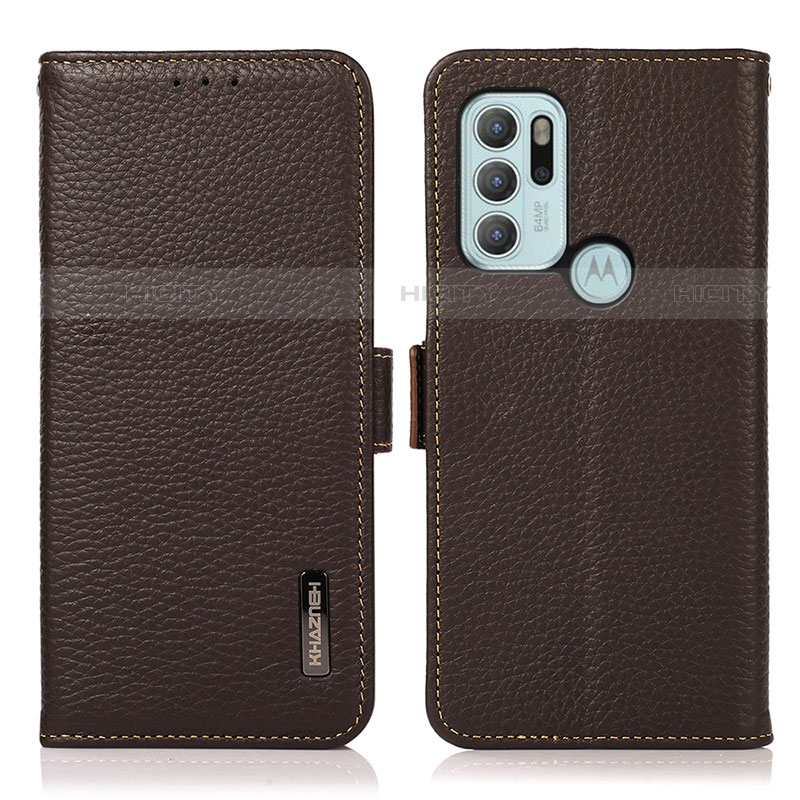 Handytasche Stand Schutzhülle Flip Leder Hülle B03H für Motorola Moto G60s Braun