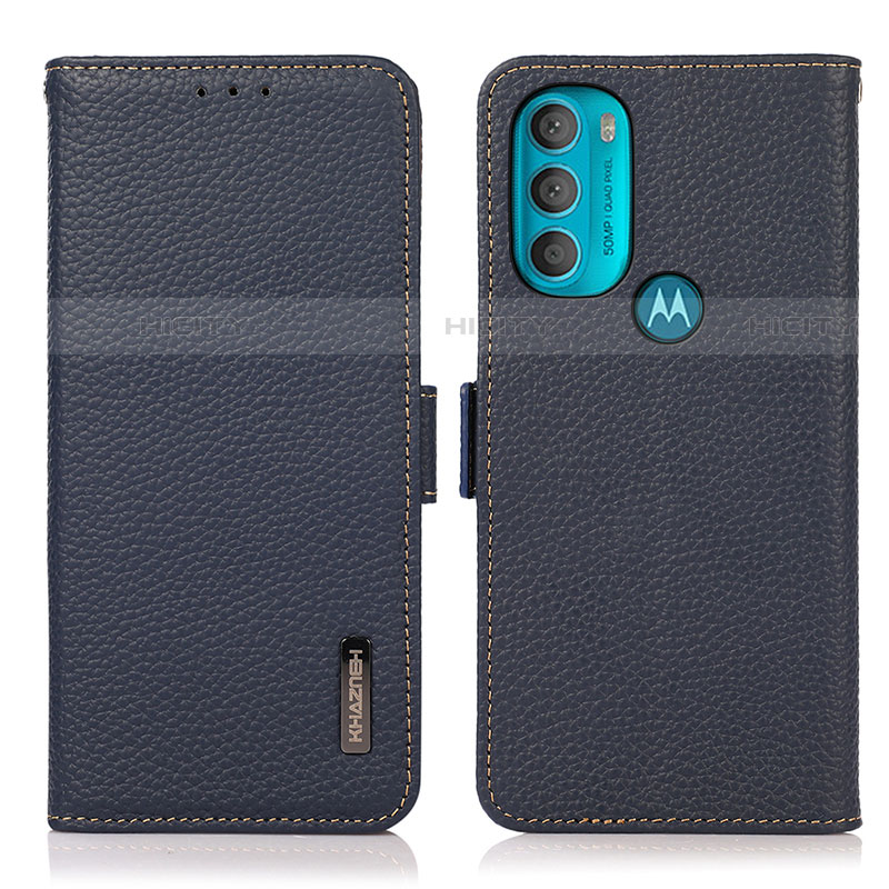 Handytasche Stand Schutzhülle Flip Leder Hülle B03H für Motorola Moto G71 5G Blau