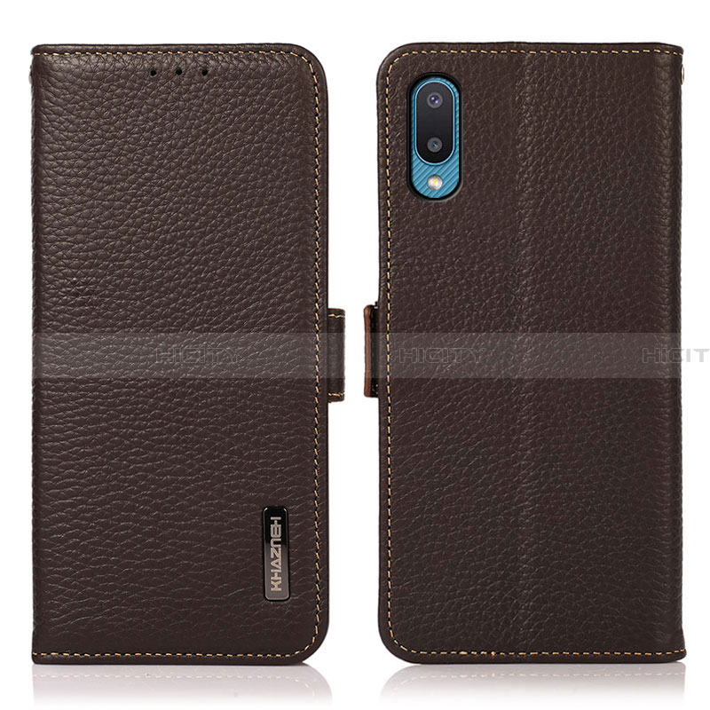 Handytasche Stand Schutzhülle Flip Leder Hülle B03H für Samsung Galaxy A02 Braun Plus