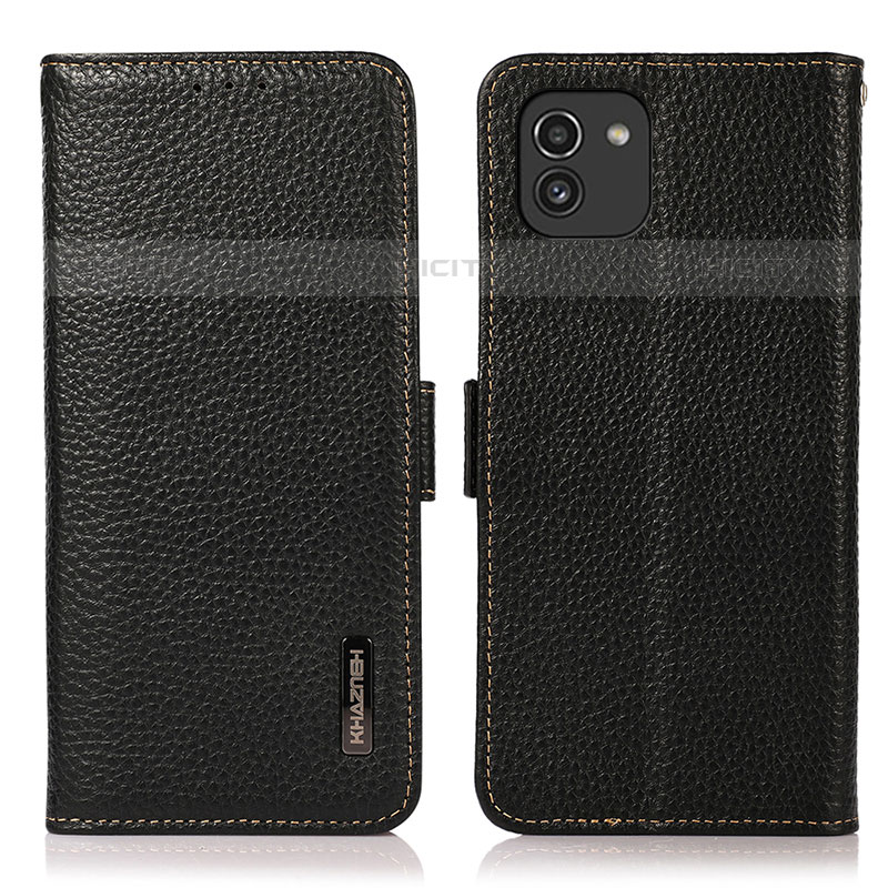 Handytasche Stand Schutzhülle Flip Leder Hülle B03H für Samsung Galaxy A03 Schwarz