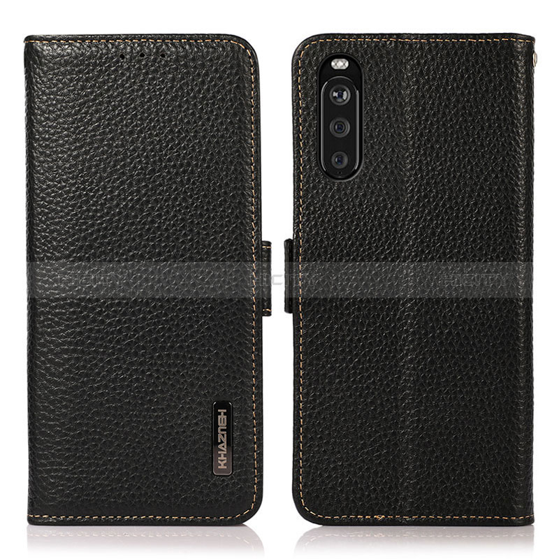 Handytasche Stand Schutzhülle Flip Leder Hülle B03H für Sony Xperia 10 III Schwarz