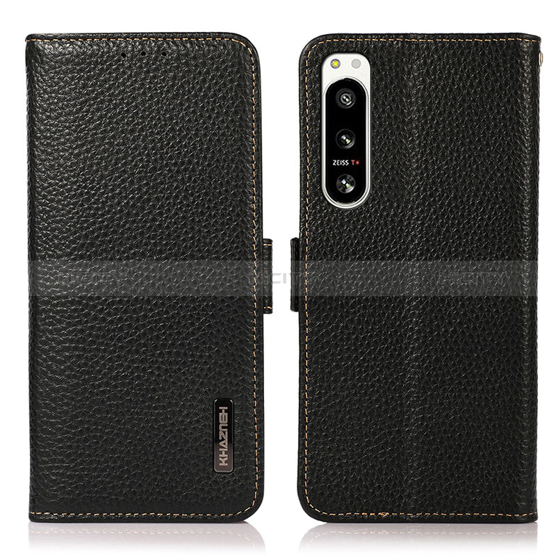 Handytasche Stand Schutzhülle Flip Leder Hülle B03H für Sony Xperia 5 IV Schwarz