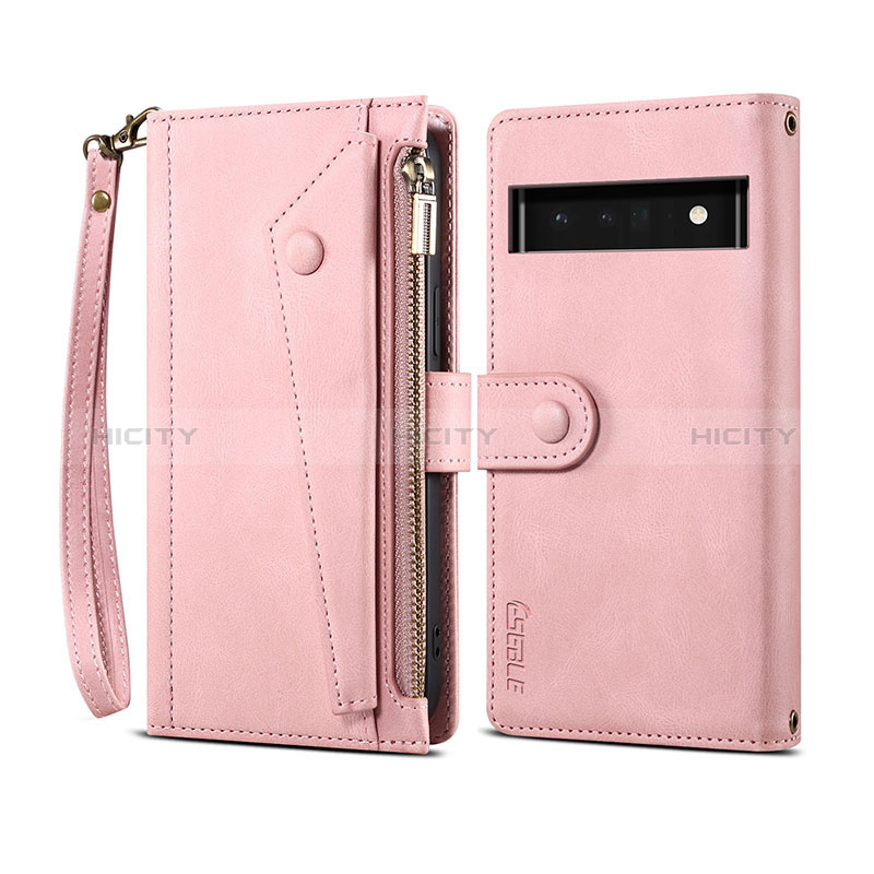 Handytasche Stand Schutzhülle Flip Leder Hülle B03S für Google Pixel 6 Pro 5G Rosegold