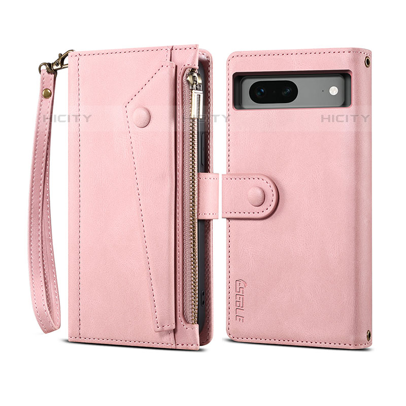 Handytasche Stand Schutzhülle Flip Leder Hülle B03S für Google Pixel 7 5G Rosegold