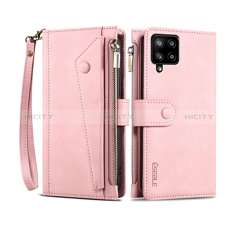 Handytasche Stand Schutzhülle Flip Leder Hülle B03S für Samsung Galaxy A42 5G Rosegold