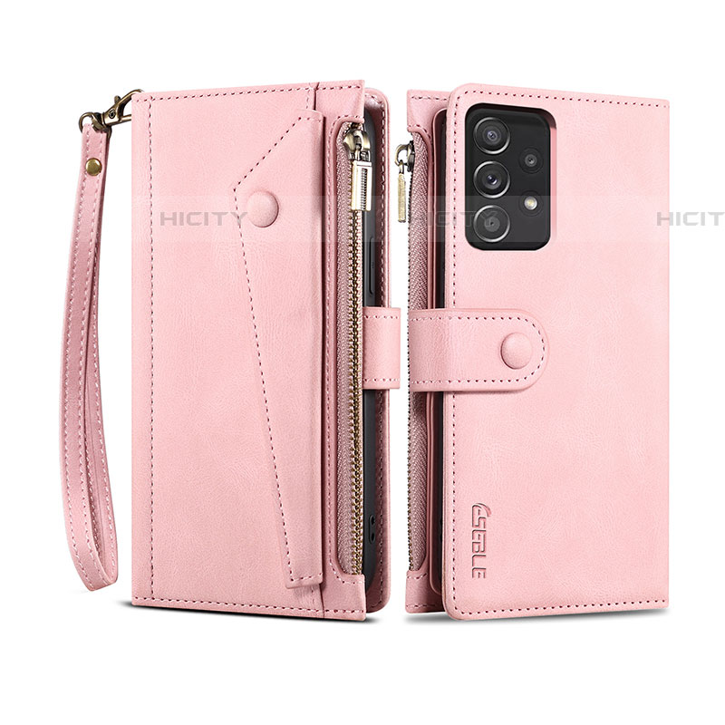 Handytasche Stand Schutzhülle Flip Leder Hülle B03S für Samsung Galaxy A52 4G Rosegold