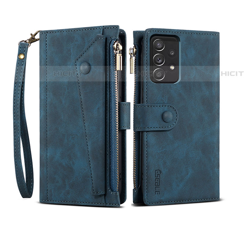 Handytasche Stand Schutzhülle Flip Leder Hülle B03S für Samsung Galaxy A52 5G Blau