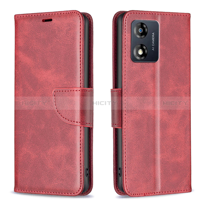 Handytasche Stand Schutzhülle Flip Leder Hülle B04F für Motorola Moto E13 Rot