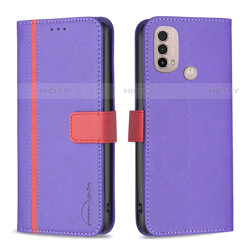 Handytasche Stand Schutzhülle Flip Leder Hülle B04F für Motorola Moto E20 Violett Plus