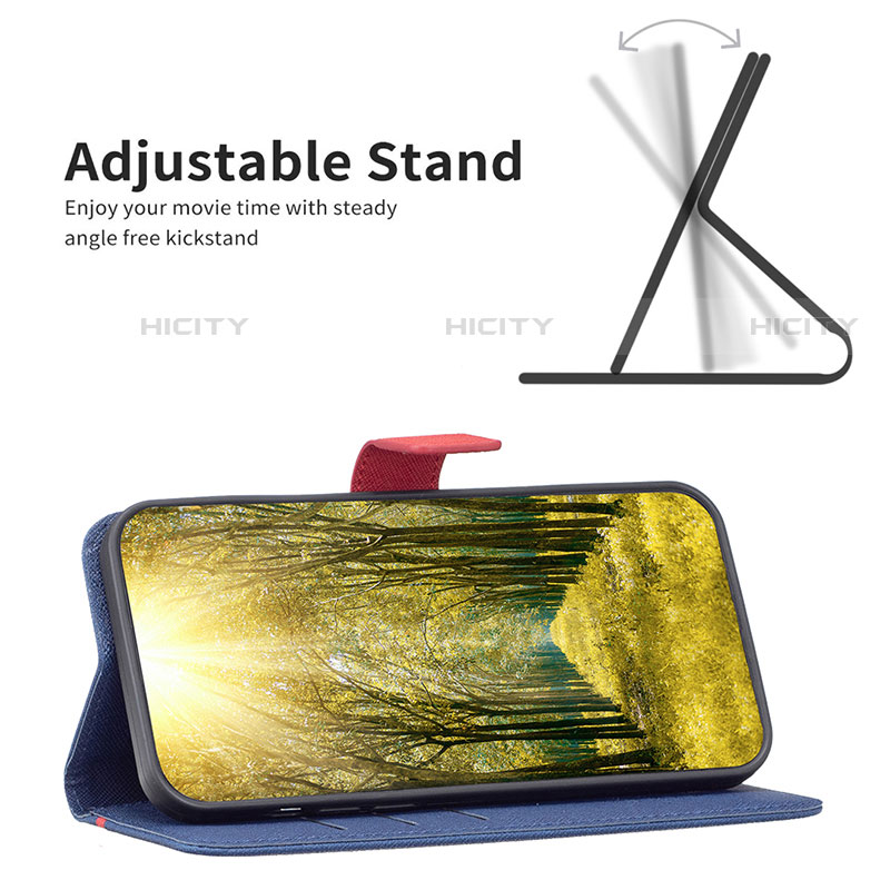 Handytasche Stand Schutzhülle Flip Leder Hülle B04F für Motorola Moto E32