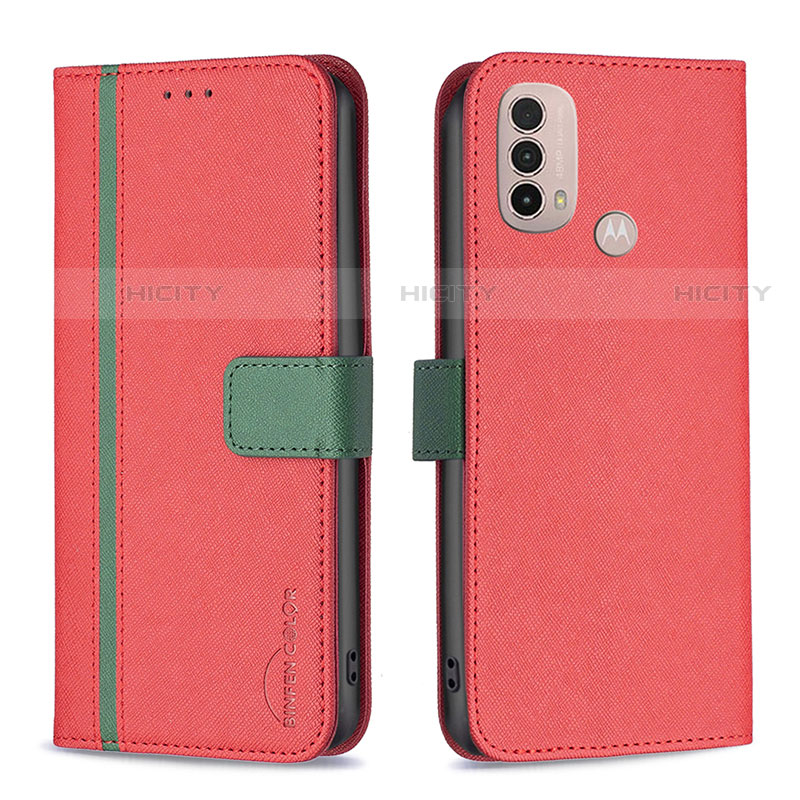 Handytasche Stand Schutzhülle Flip Leder Hülle B04F für Motorola Moto E40 Rot Plus