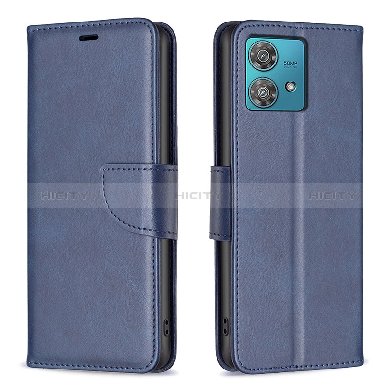 Handytasche Stand Schutzhülle Flip Leder Hülle B04F für Motorola Moto Edge 40 Neo 5G Blau Plus