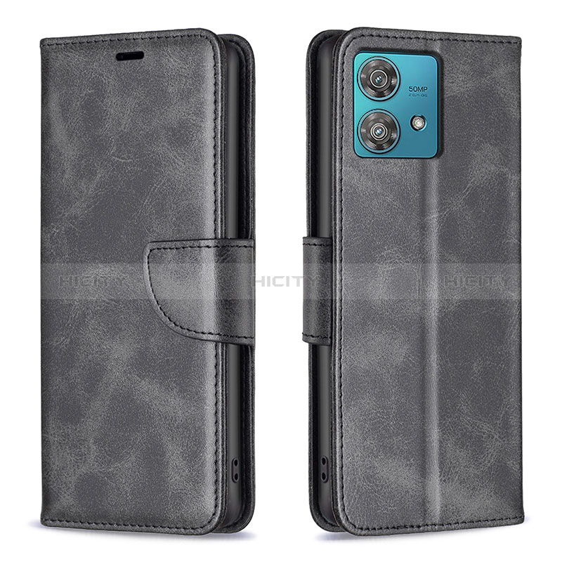 Handytasche Stand Schutzhülle Flip Leder Hülle B04F für Motorola Moto Edge 40 Neo 5G Schwarz Plus