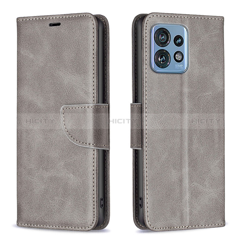 Handytasche Stand Schutzhülle Flip Leder Hülle B04F für Motorola Moto Edge Plus (2023) 5G Grau