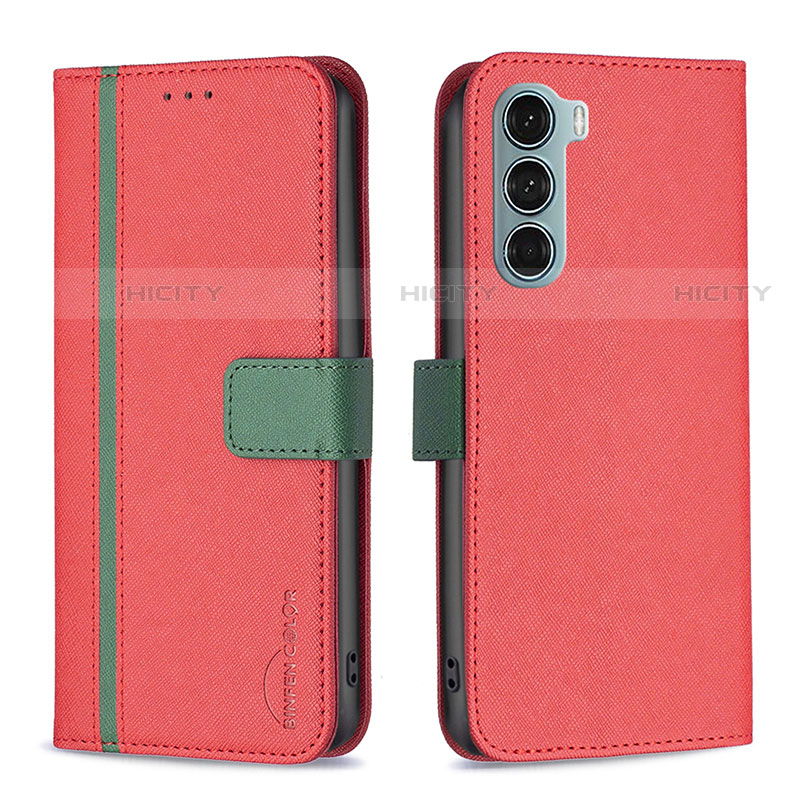 Handytasche Stand Schutzhülle Flip Leder Hülle B04F für Motorola Moto G200 5G Rot Plus