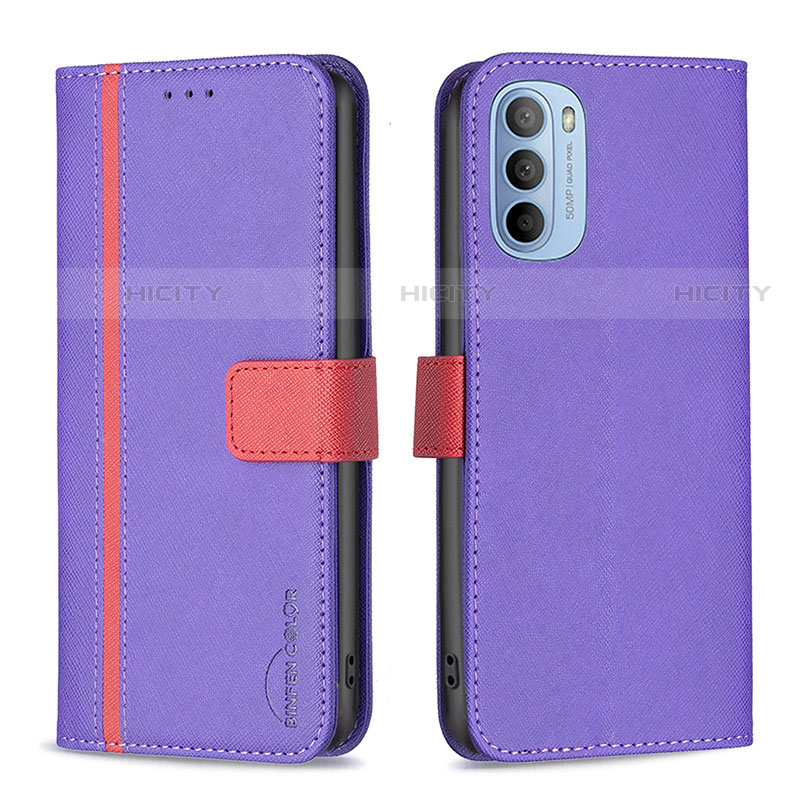 Handytasche Stand Schutzhülle Flip Leder Hülle B04F für Motorola Moto G31 Violett