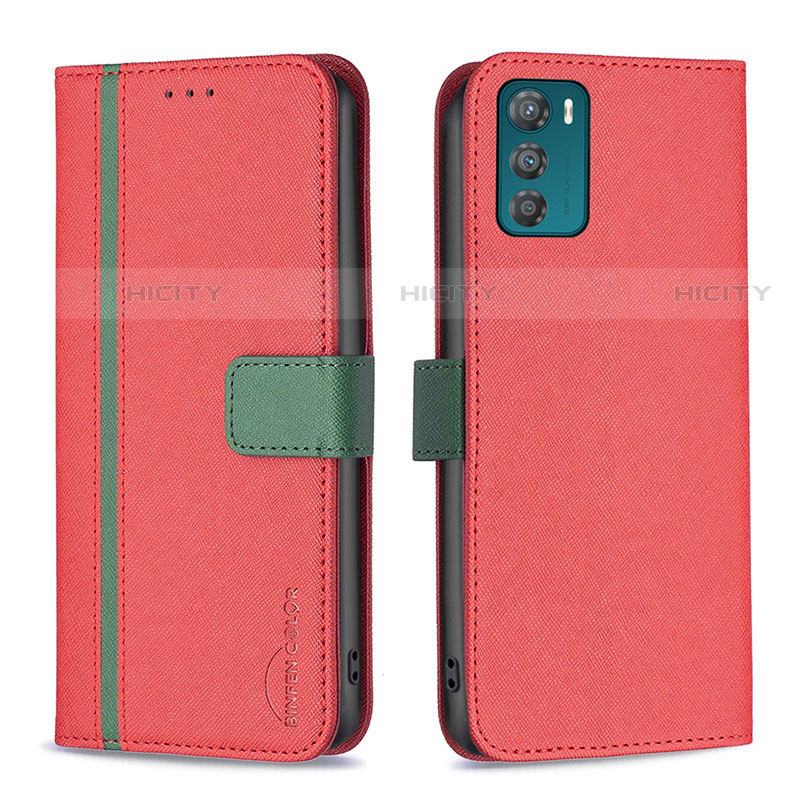 Handytasche Stand Schutzhülle Flip Leder Hülle B04F für Motorola Moto G42 Rot Plus