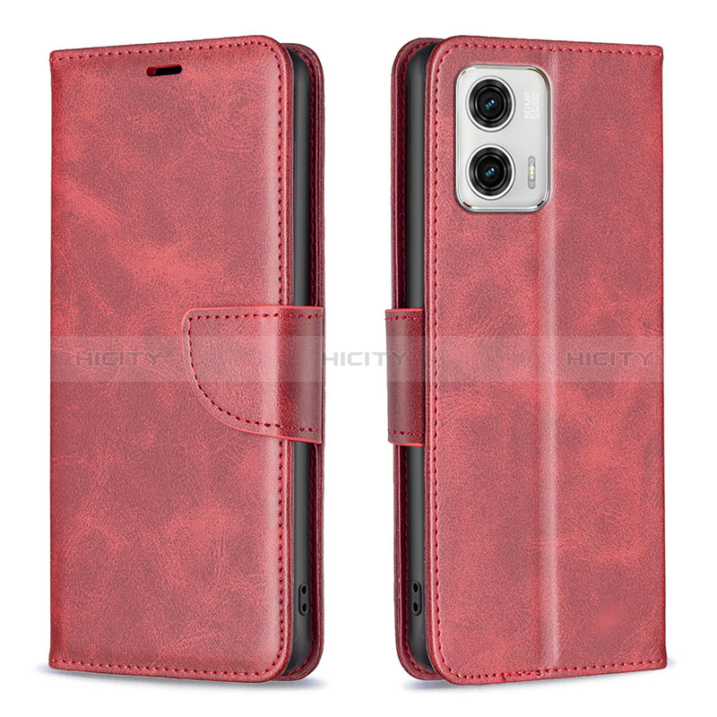 Handytasche Stand Schutzhülle Flip Leder Hülle B04F für Motorola Moto G73 5G Rot Plus