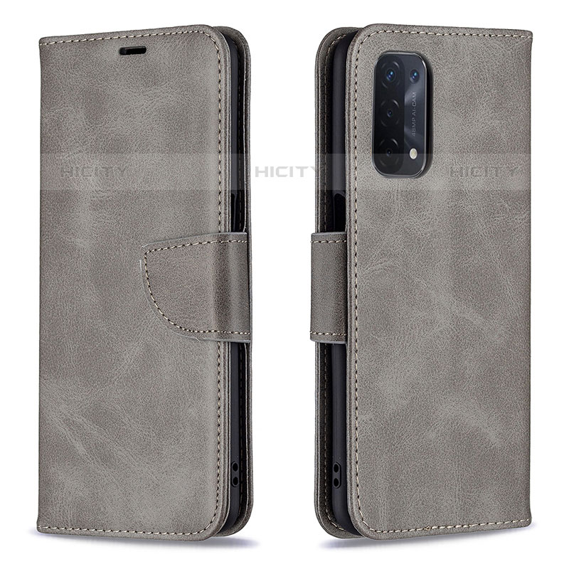 Handytasche Stand Schutzhülle Flip Leder Hülle B04F für OnePlus Nord N200 5G Grau