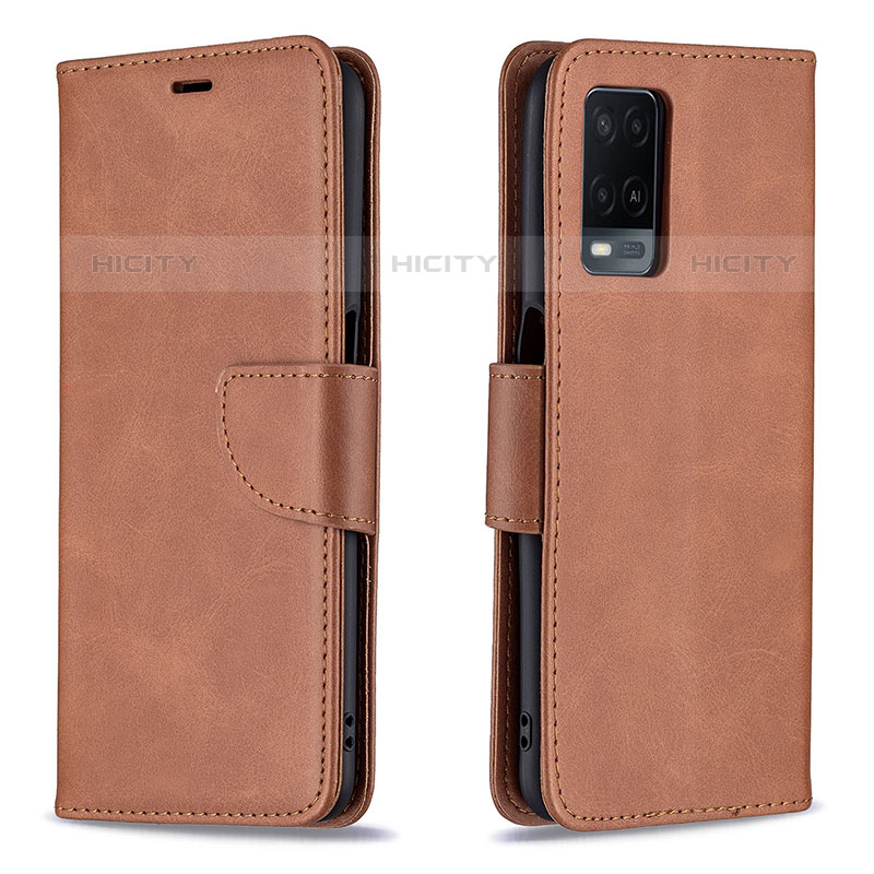 Handytasche Stand Schutzhülle Flip Leder Hülle B04F für Oppo A54 4G Braun Plus