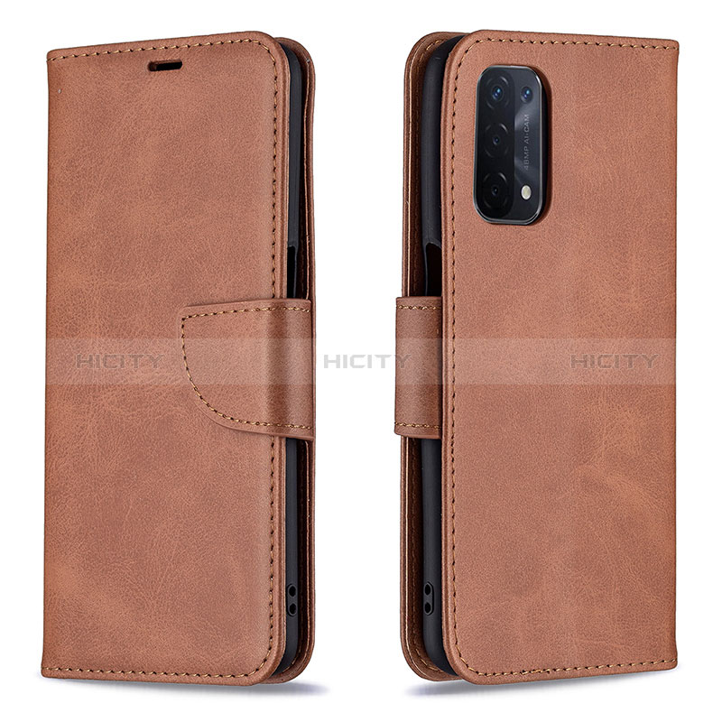 Handytasche Stand Schutzhülle Flip Leder Hülle B04F für Oppo A54 5G Braun