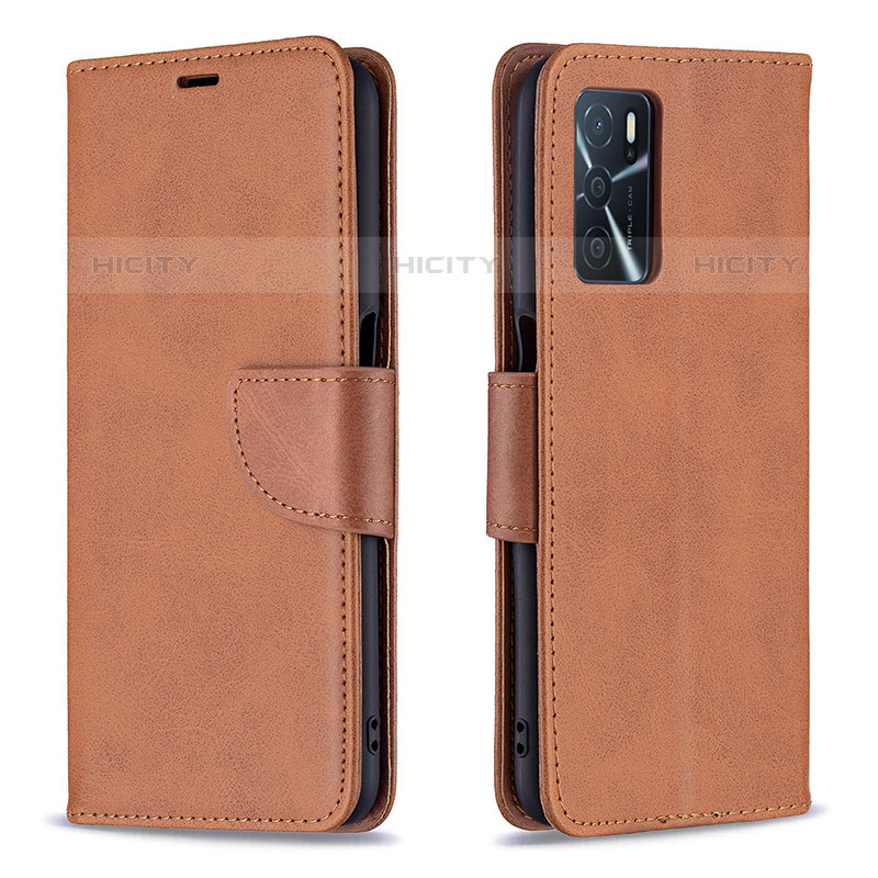 Handytasche Stand Schutzhülle Flip Leder Hülle B04F für Oppo A54s Braun