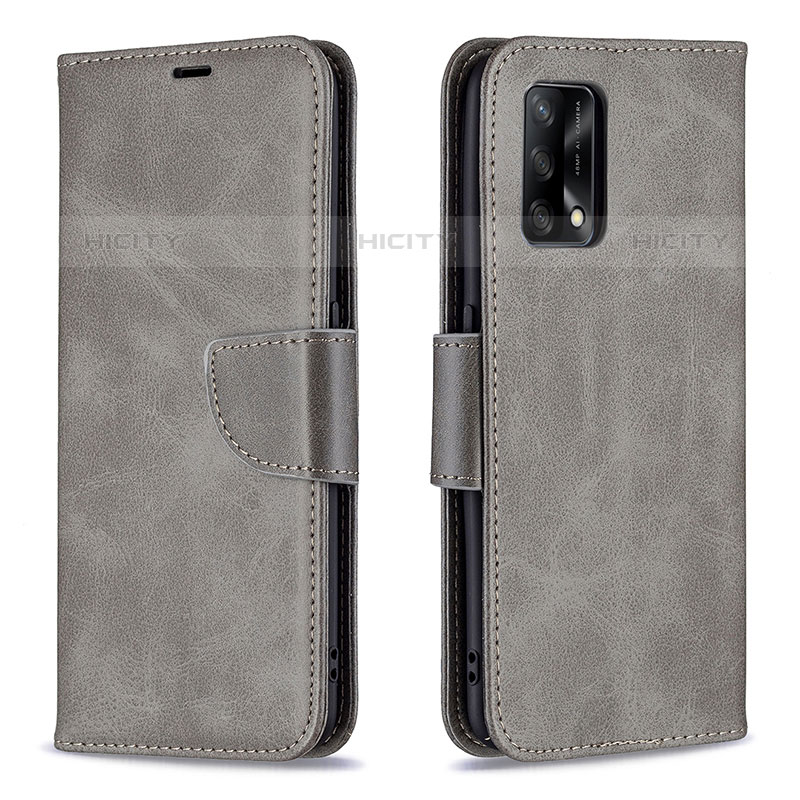 Handytasche Stand Schutzhülle Flip Leder Hülle B04F für Oppo A74 4G Grau