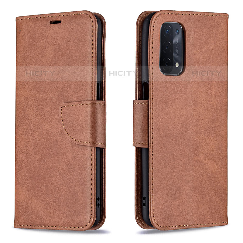 Handytasche Stand Schutzhülle Flip Leder Hülle B04F für Oppo A93 5G Braun