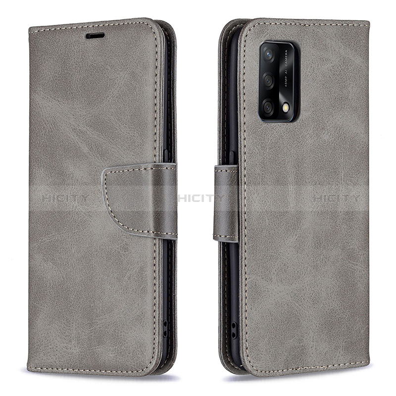 Handytasche Stand Schutzhülle Flip Leder Hülle B04F für Oppo A95 4G Grau Plus