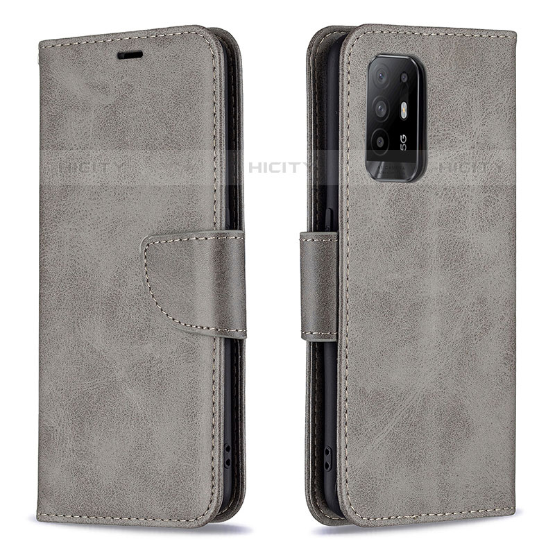 Handytasche Stand Schutzhülle Flip Leder Hülle B04F für Oppo A95 5G Grau Plus