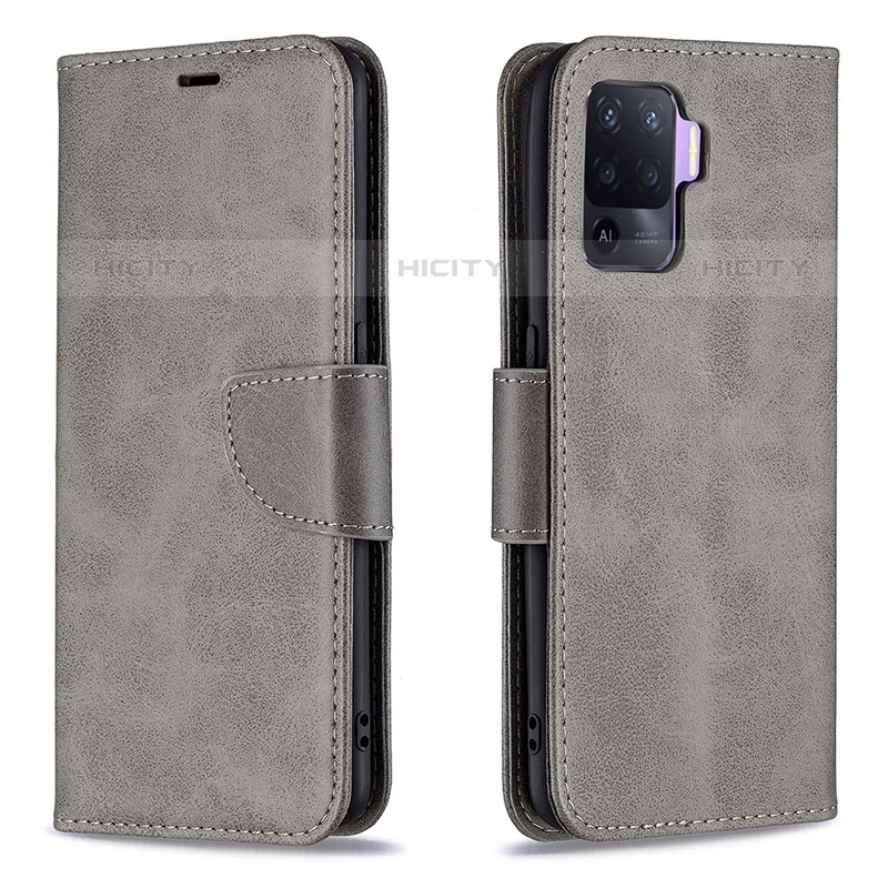 Handytasche Stand Schutzhülle Flip Leder Hülle B04F für Oppo F19 Pro Grau