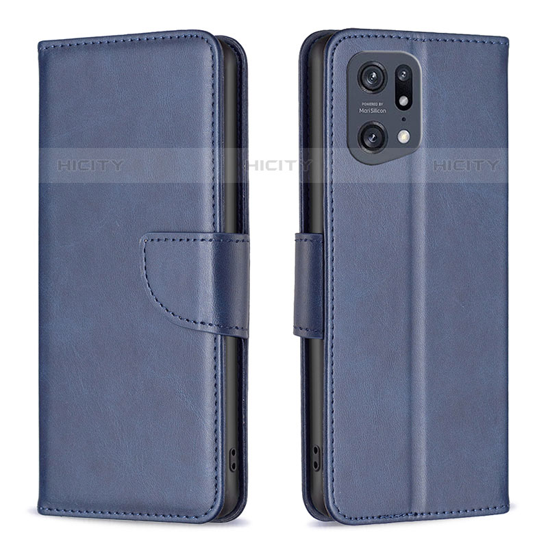 Handytasche Stand Schutzhülle Flip Leder Hülle B04F für Oppo Find X5 Pro 5G Blau