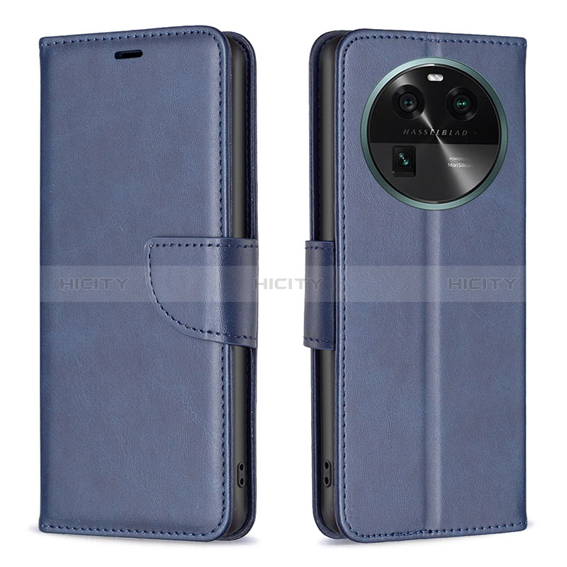 Handytasche Stand Schutzhülle Flip Leder Hülle B04F für Oppo Find X6 5G Blau Plus