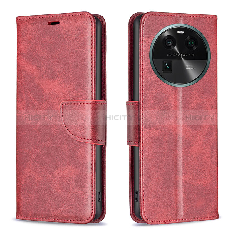 Handytasche Stand Schutzhülle Flip Leder Hülle B04F für Oppo Find X6 Pro 5G Rot Plus