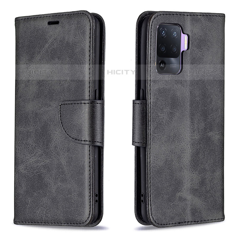 Handytasche Stand Schutzhülle Flip Leder Hülle B04F für Oppo Reno5 Lite Schwarz Plus