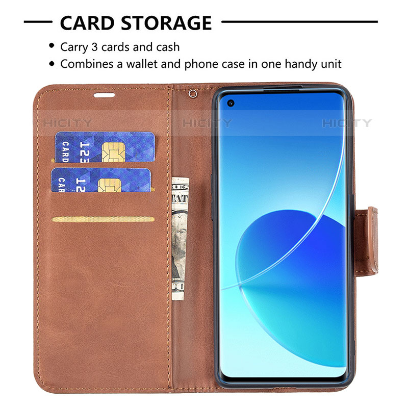 Handytasche Stand Schutzhülle Flip Leder Hülle B04F für Oppo Reno6 Pro 5G India