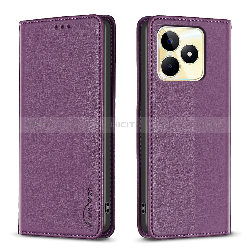 Handytasche Stand Schutzhülle Flip Leder Hülle B04F für Realme C53 India Violett Plus