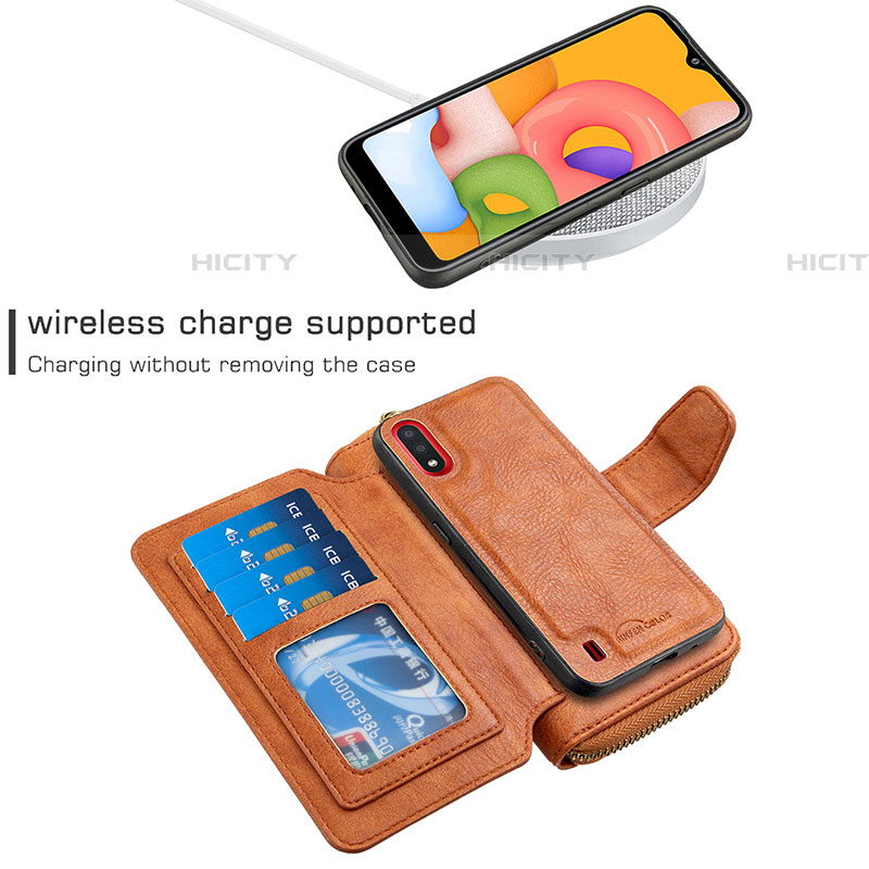 Handytasche Stand Schutzhülle Flip Leder Hülle B04F für Samsung Galaxy A01 SM-A015 groß