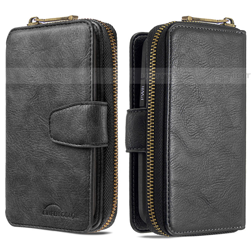 Handytasche Stand Schutzhülle Flip Leder Hülle B04F für Samsung Galaxy A01 SM-A015 Schwarz