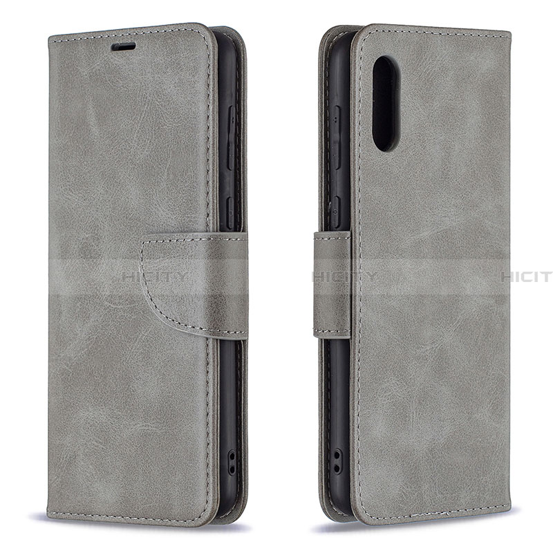 Handytasche Stand Schutzhülle Flip Leder Hülle B04F für Samsung Galaxy A02 Grau Plus